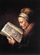 DOU, Gerrit Old Woman Reading a Bible dfg oil on canvas